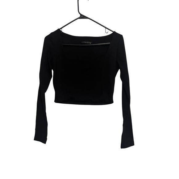 Final Touch Flared Lounge Pants Long Sleeve Cropped Shirt Set Size Small Black - Picture 2 of 6